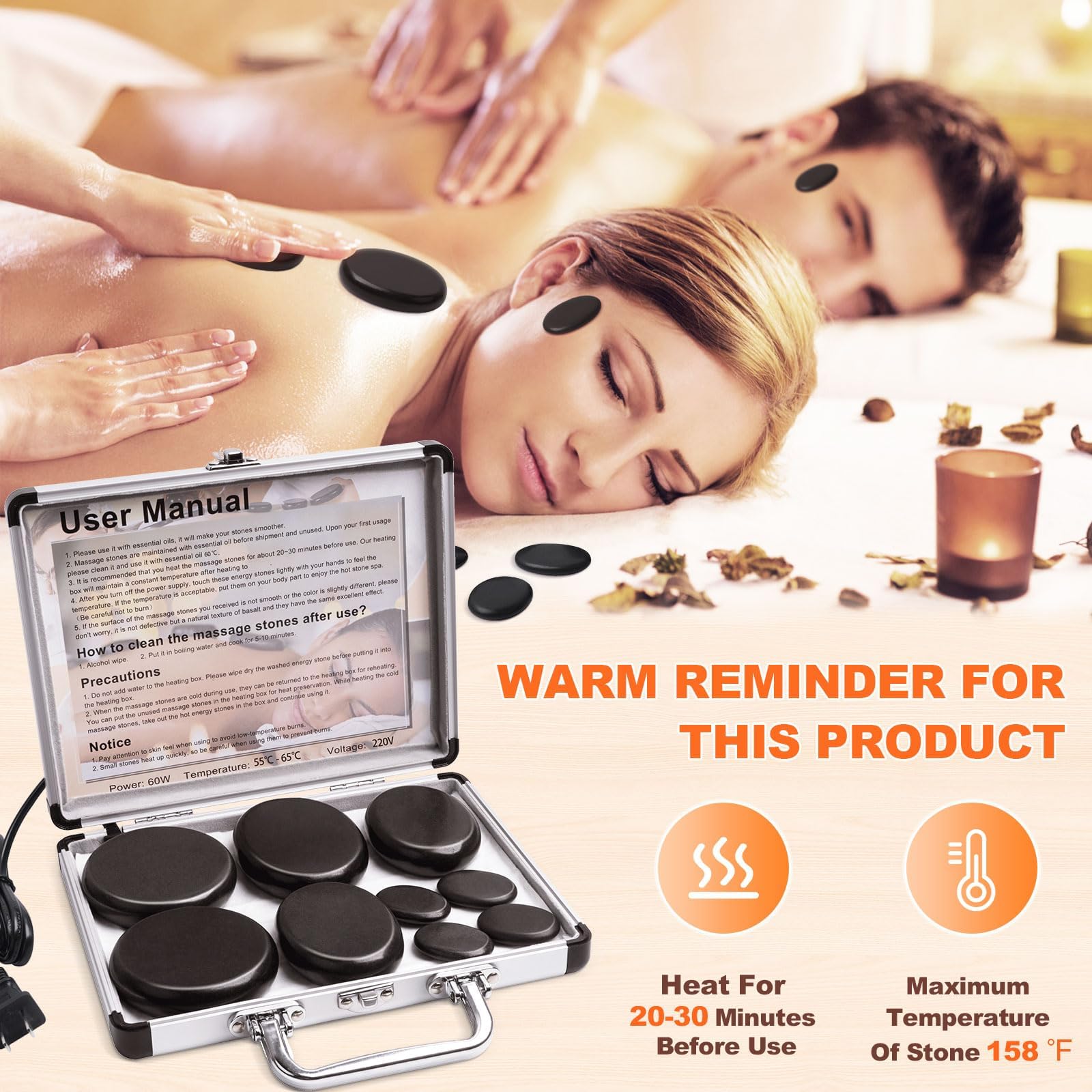 Amazon.com: Primachen Hot Stones Massage Warmer Kit, 9Pcs Hot